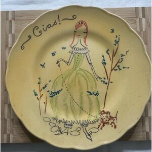 Anthropologie Ciao Amore Victorian Ladies Dessert Plates (2) Made in Portugal 8”